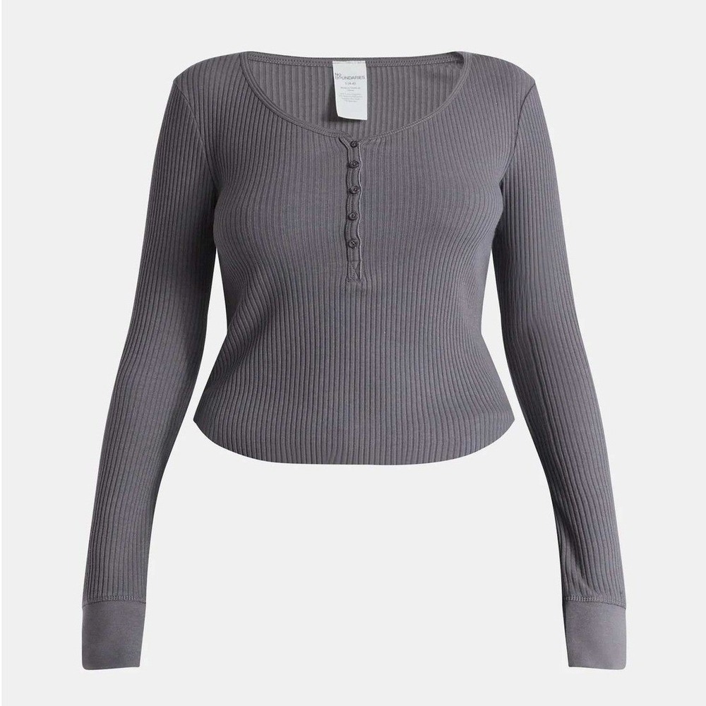 NB Scoop Neck Ribbed Shirttail Henley Top Size‎ XXL Charcoal Gray Shirt 2XL NWT